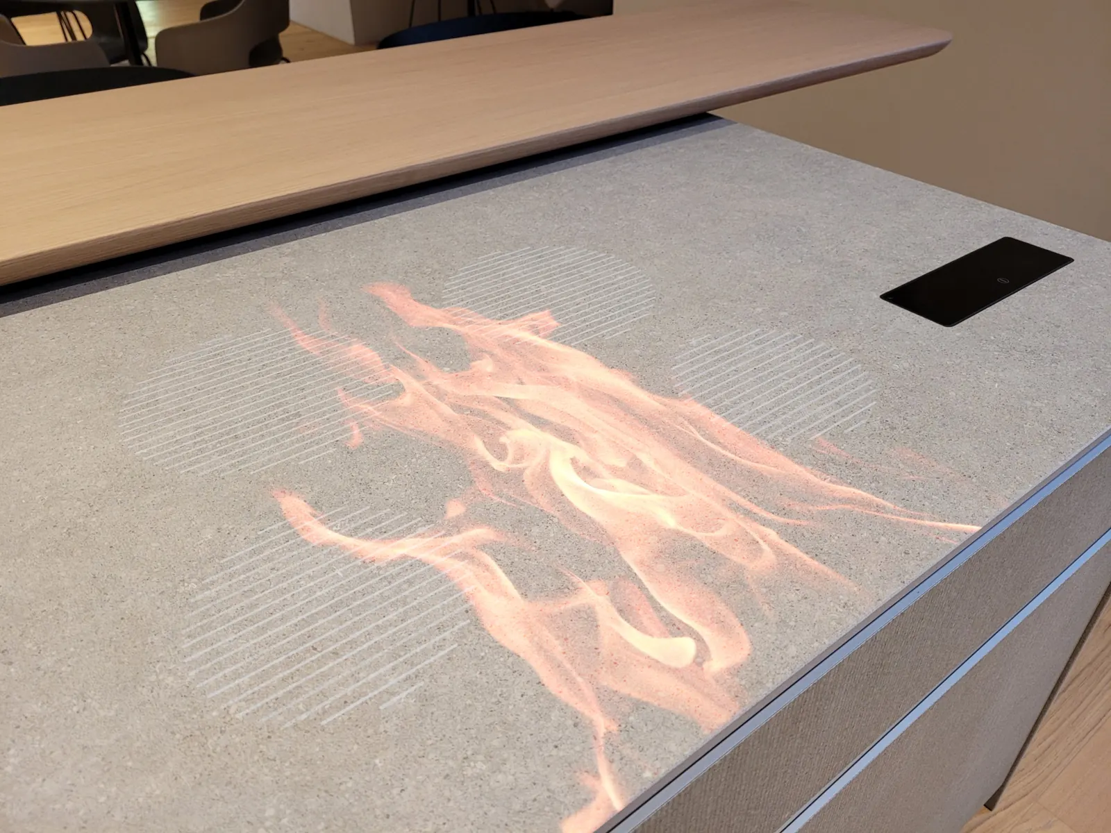 Induction altar with projected flame
